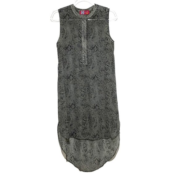 H Squared Sleeveless Tunic Top Dress M Snakeskin Print Lagenlook Hi Lo Hem Sheer - Picture 1 of 6